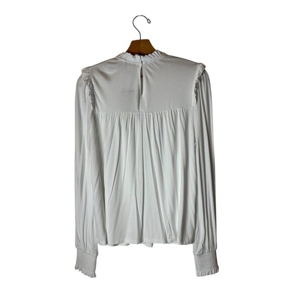 Boden Shirt Women 8 White Smocked Yoke Jersey Knit Top NWT Preppy Boho Cottage - Picture 3 of 15